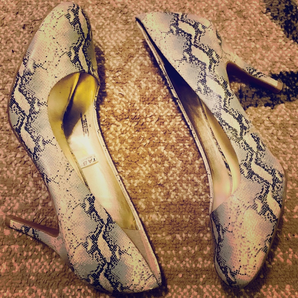 Gray snake skin high heels